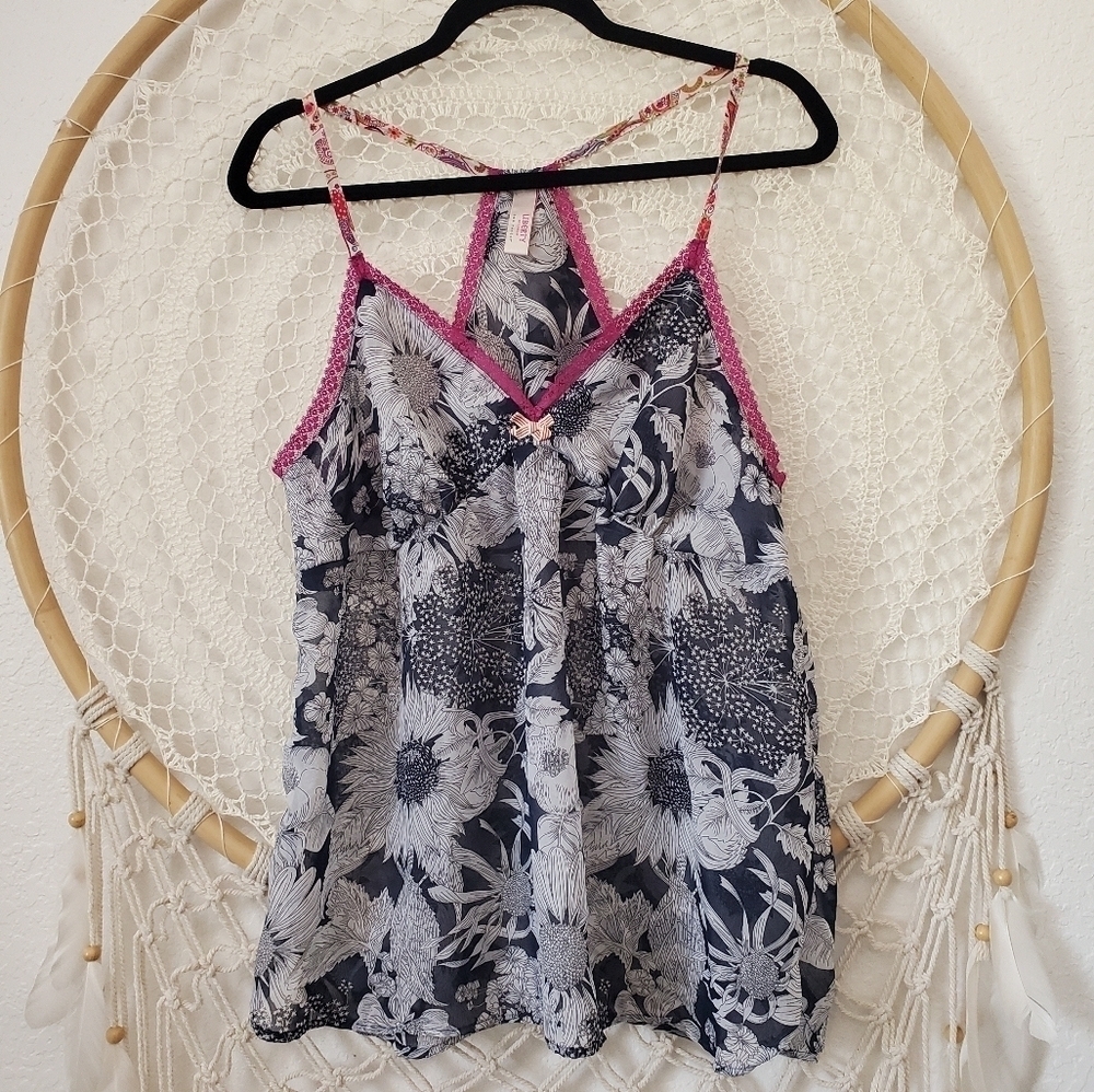 Liberty Fabric X Target Babydoll Sheer Fairycore Whimsy Floral Lace Top Blue XL